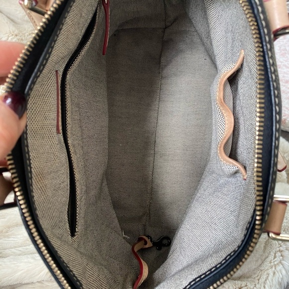 Dooney & Bourke Dillen Double Pocket Satchel Black & Tan - Picture 7 of 12